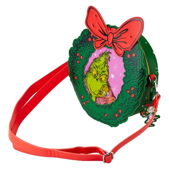 Universal Studios Parks Grinch and Max Lenticular Wreath Loungefly Crossbody Bag - Picture 11 of 12